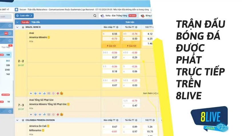 Hướng dẫn xem trực tiếp bóng đá 8live cực hấp dẫn 1 Trận đấu bóng đá được phát trực tiếp trên 8LIVE với bình luận viên chuyên nghiệp